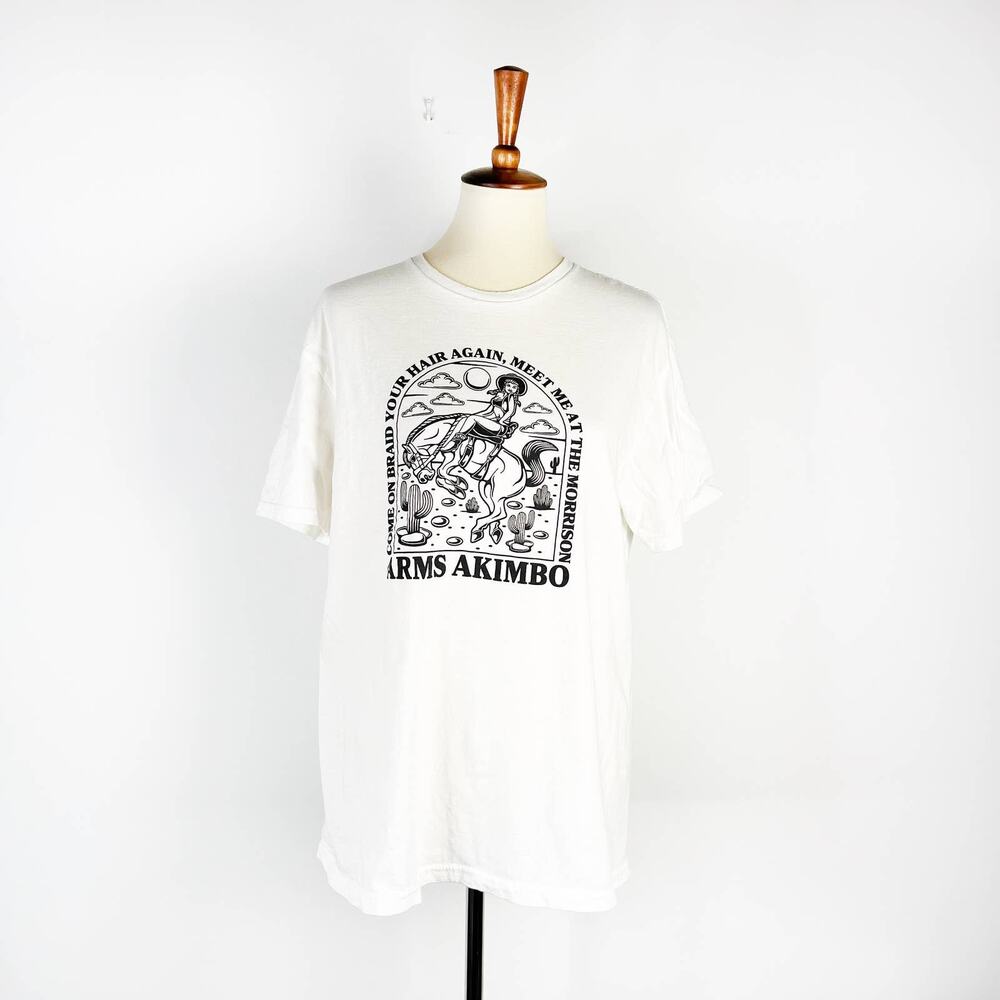Arms Akimbo band tee Meet me at the Morrison white tshirt size Large